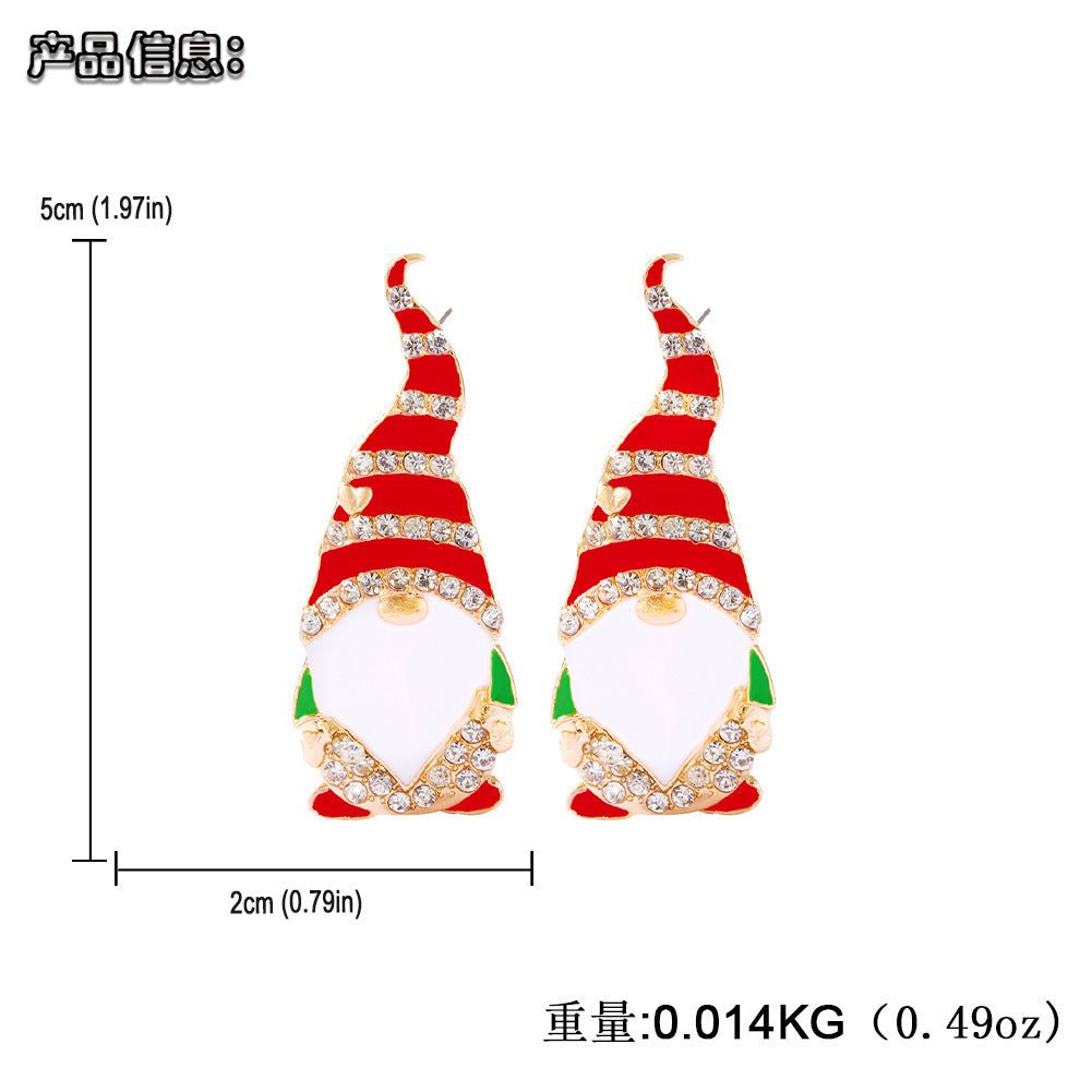Wholesale Christmas Cartoon Faceless Doll Red Guard Diamond Earrings